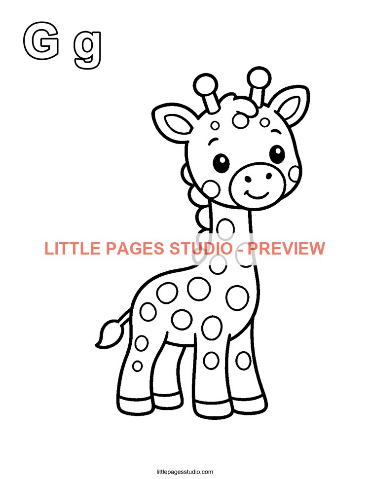 Watermarked preview of letter G for Giraffe
