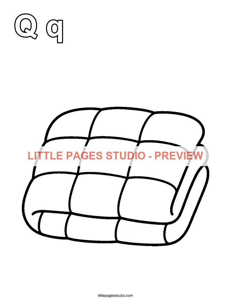Watermarked preview of letter Q for Quilt