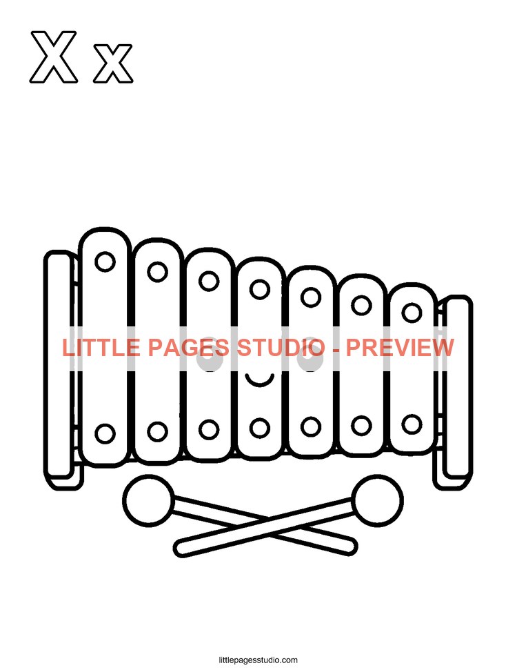 Watermarked preview of letter X for Xylophone