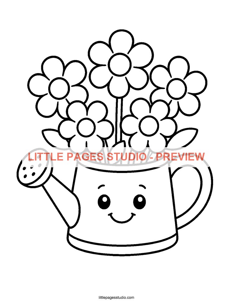 Watermarked preview of Spring Flowers coloring page