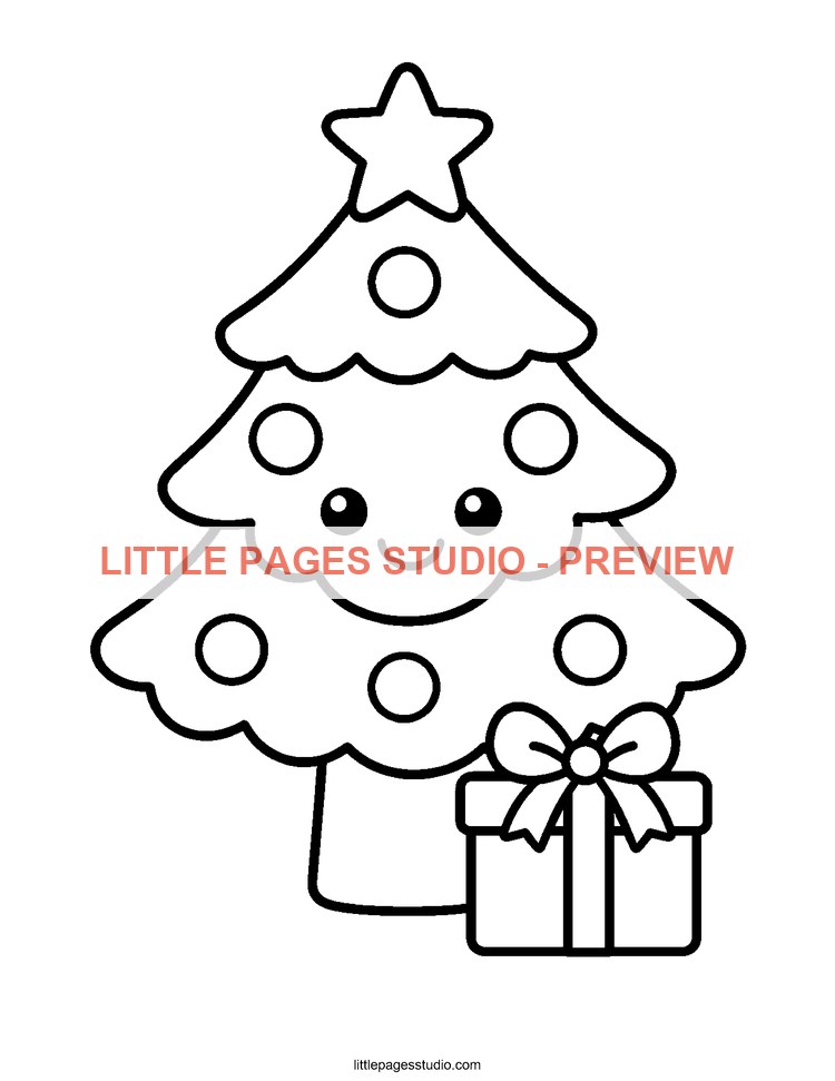 Watermarked preview of Christmas Tree coloring page