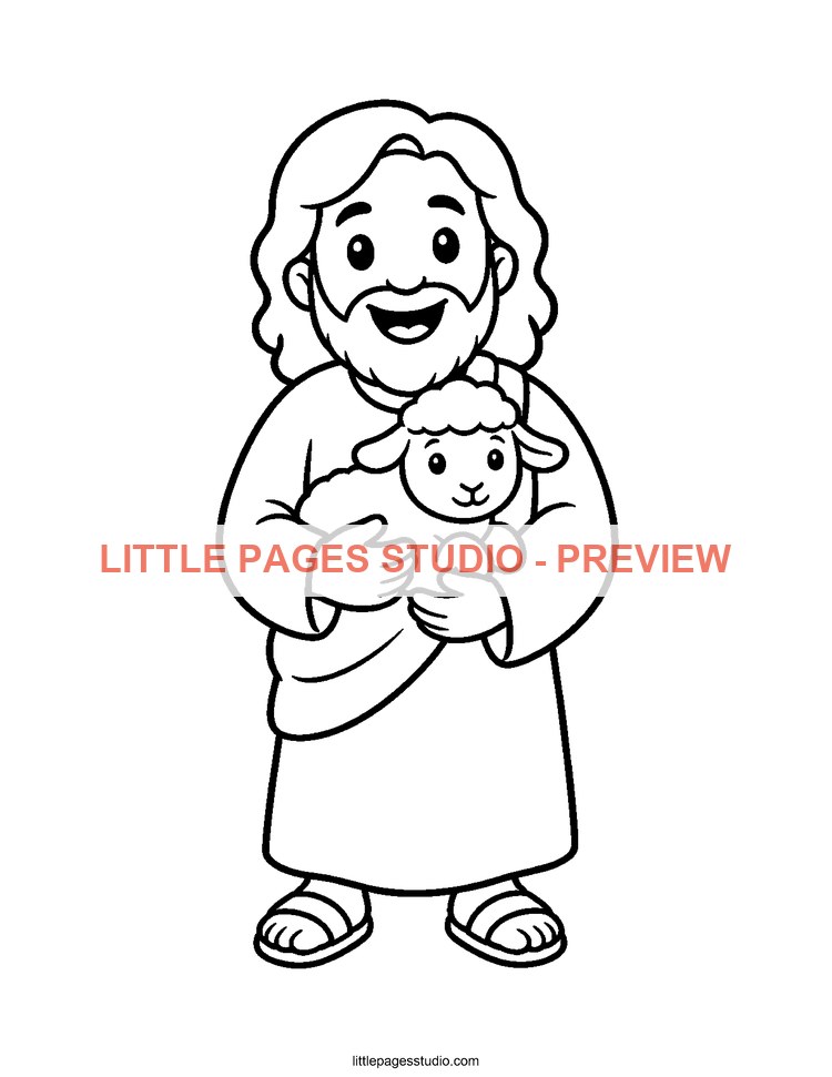 Watermarked preview of Jesus Loves Me Sunday School coloring page 3