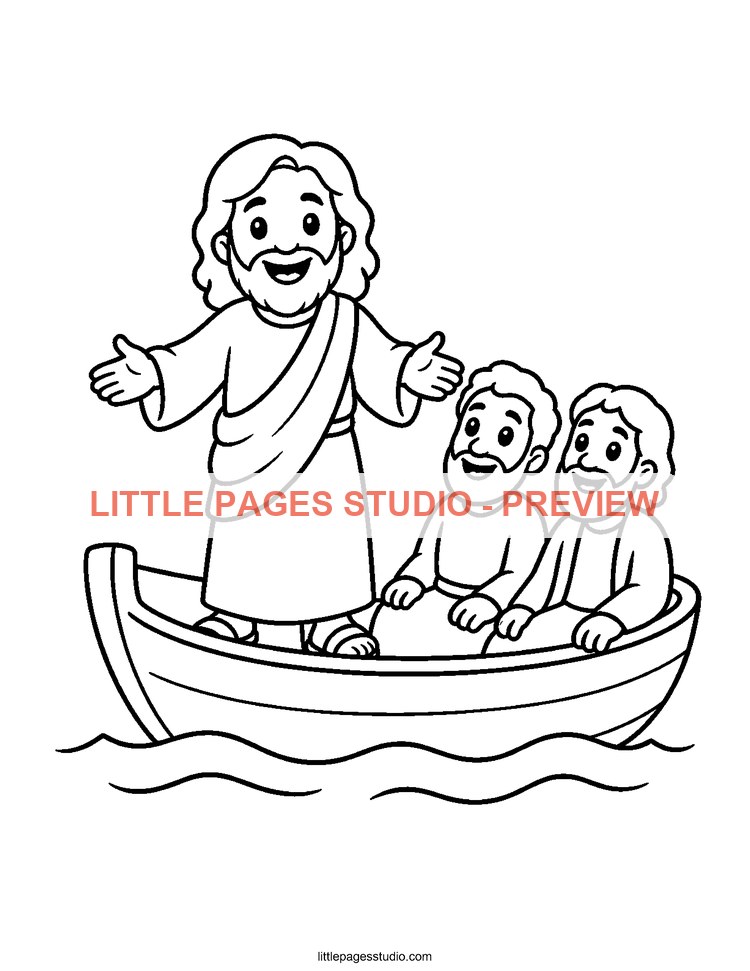 Watermarked preview of Jesus Loves Me Sunday School coloring page 4