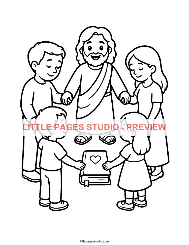 Watermarked preview of Jesus Loves Me Sunday School coloring page 24